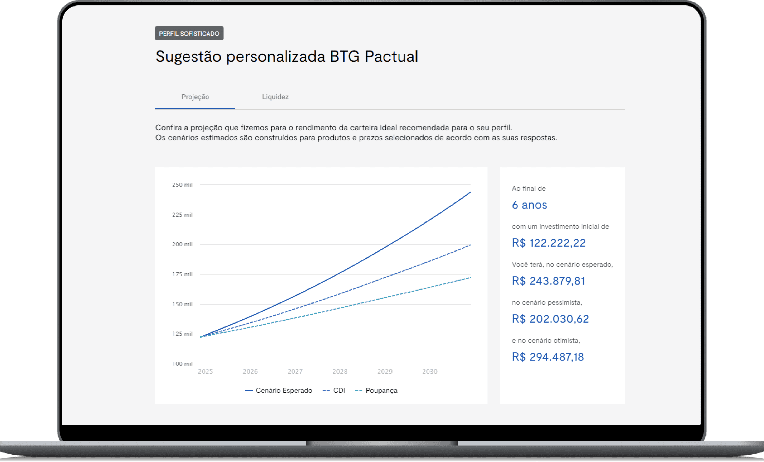Notebook com gráfico do simulador de investimentos
